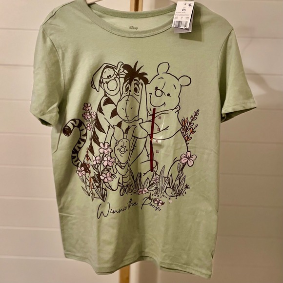 Disney Tops - Disney Winnie the Pooh T-Shirt Women's XS Light Green Graphic Tee
